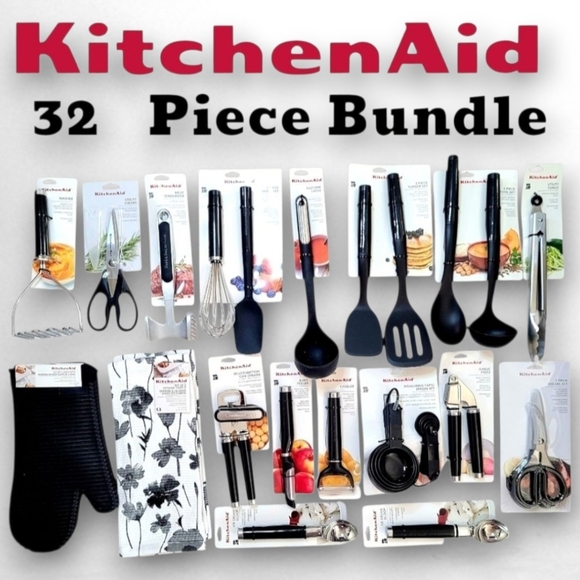 KitchenAid Black Kitchen Utensil 32-Piece Bundled Set - NWT🎁 - Picture 1 of 12